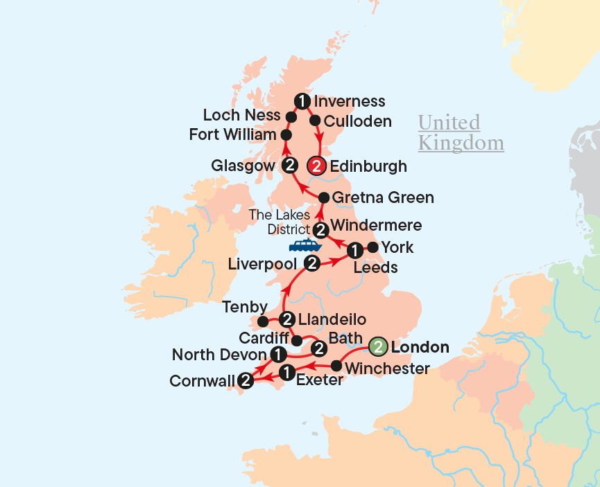 Map - England, Scotland & Wales - Travel with Dennis Bunnik